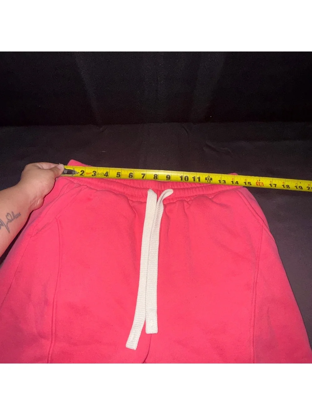 Red Cotton-Polyester Blend Casual Shorts with Drawstring